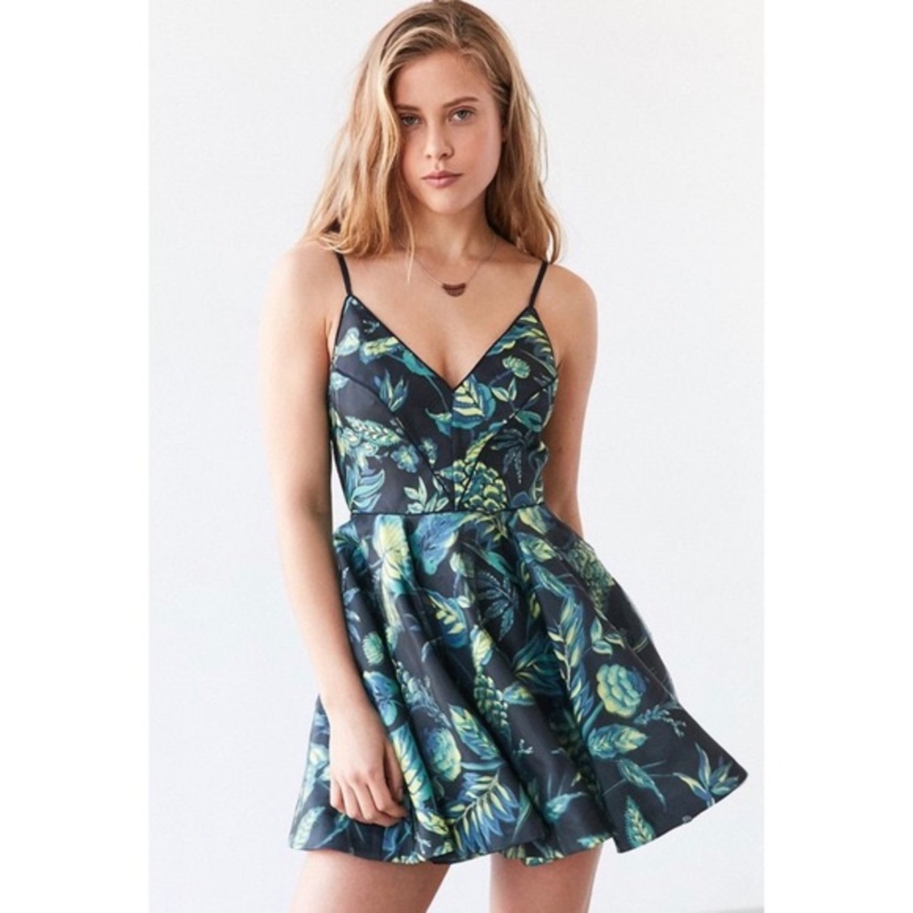 Urban Outfitters Silence & Noise Hologram Fit & Flare Mini Cocktail Dress, 0